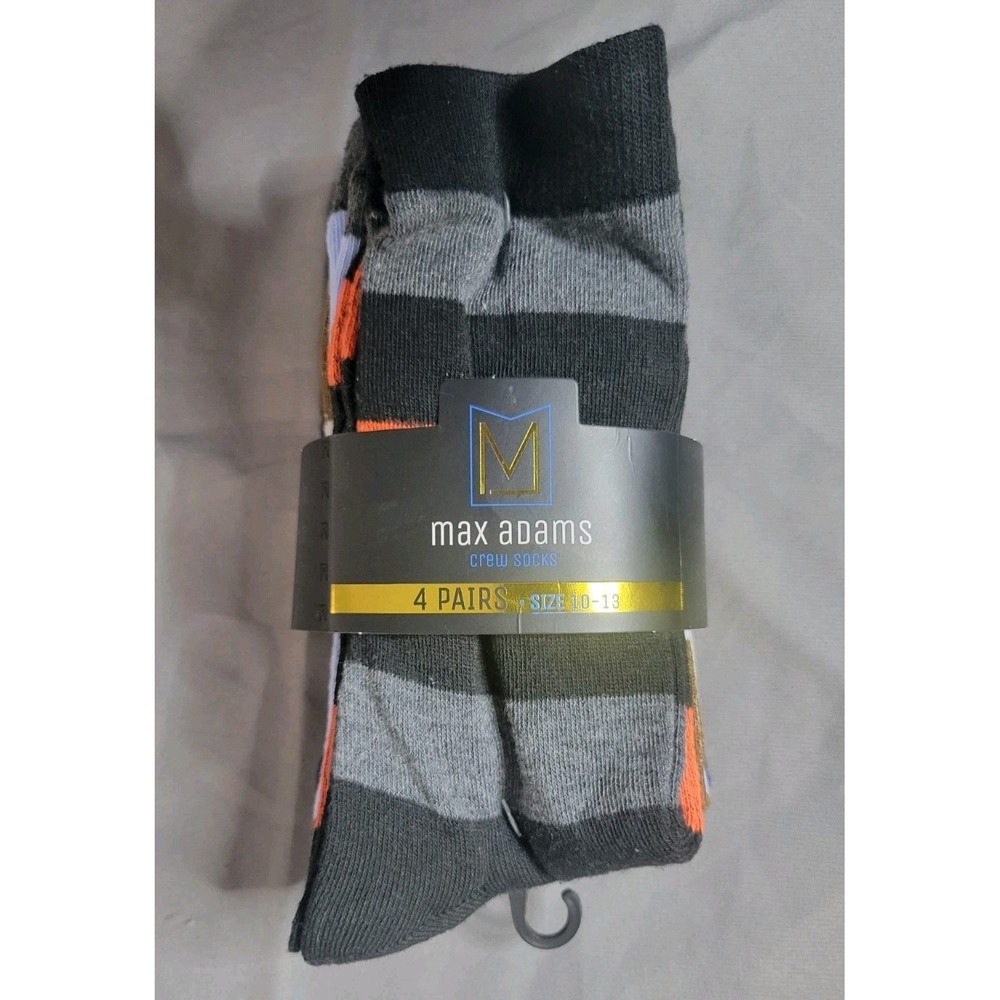 Max Adams‎ Crew Socks 4 Pairs size 10-13 Brand New Multicolor